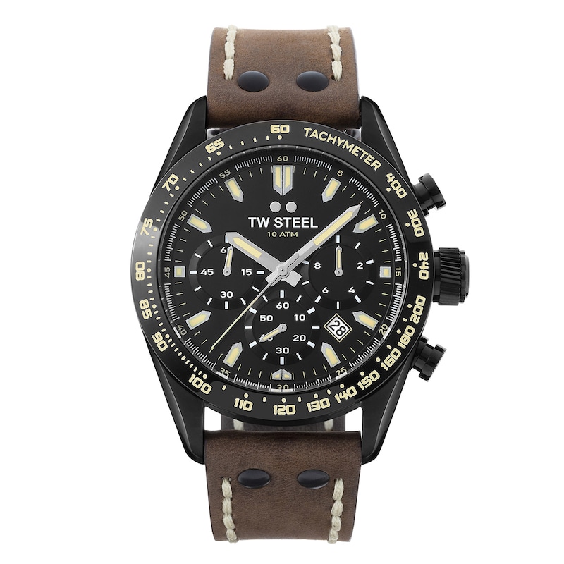 TW Steel Chrono Sport Men's Brown Leather Strap Watch