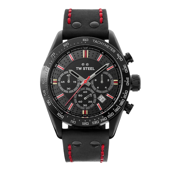 TW Steel Chrono Sport Men’s Black Leather Strap Watch