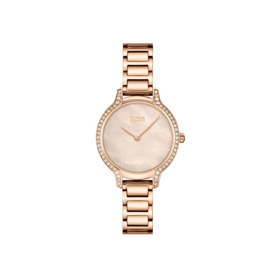 BOSS Gala Ladies Crystal and Rose Gold Tone Bracelet Watch