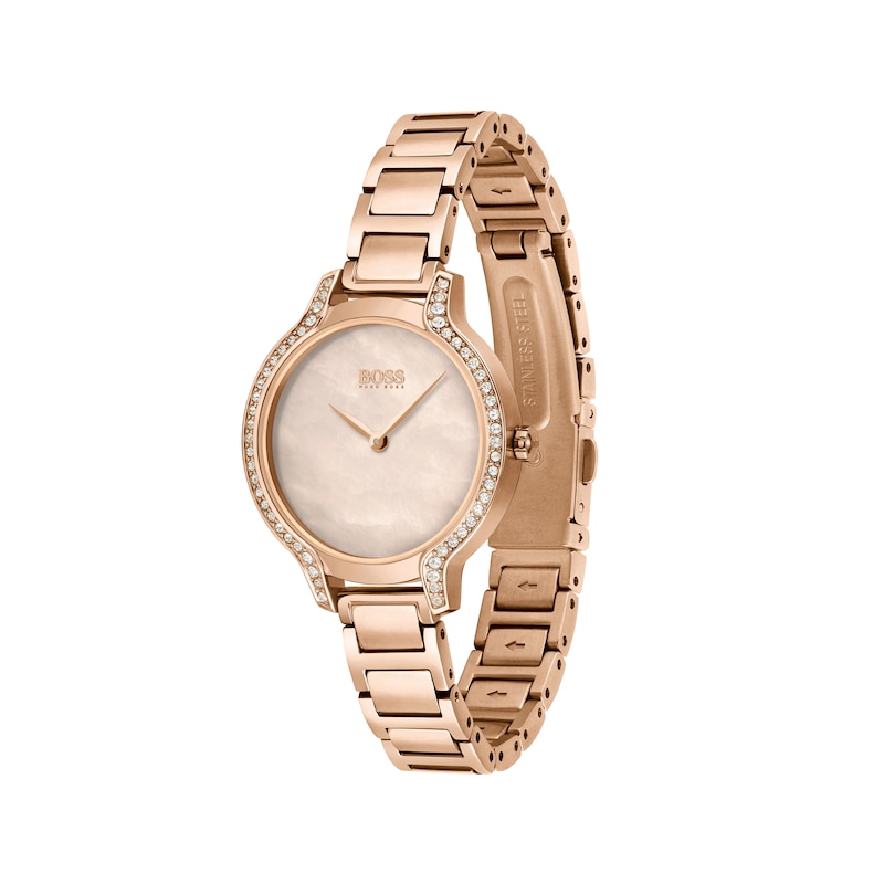 BOSS Gala Ladies' Crystal & Rose Gold-Tone Bracelet Watch