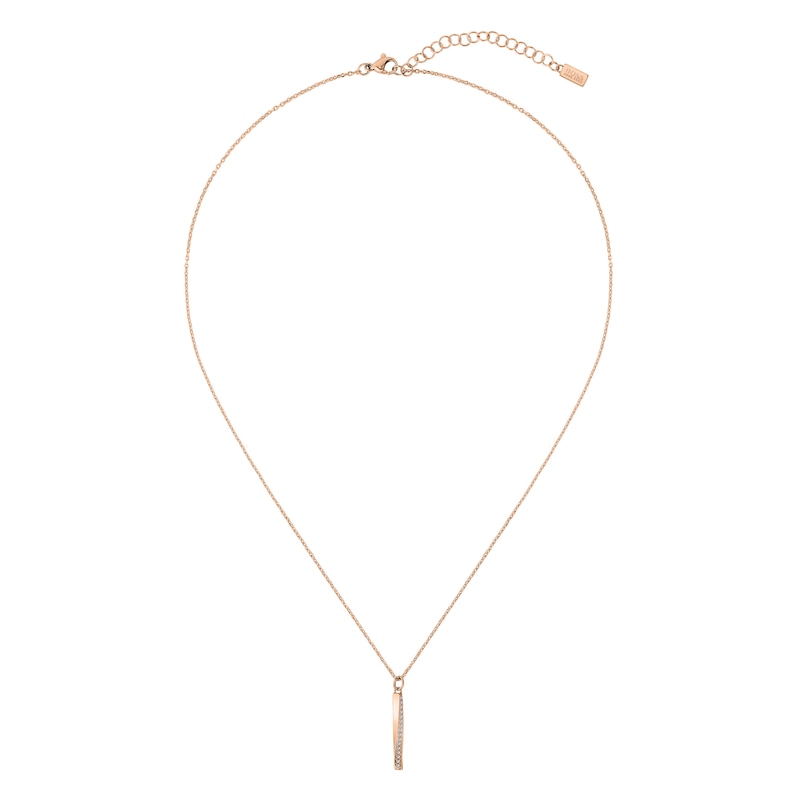 BOSS Signature Crystal Ladies' Rose Gold-Tone Pendant