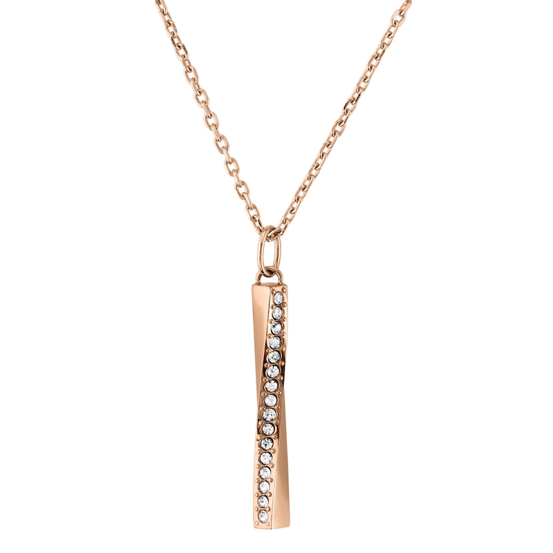 BOSS Signature Crystal Ladies' Rose Gold-Tone Pendant