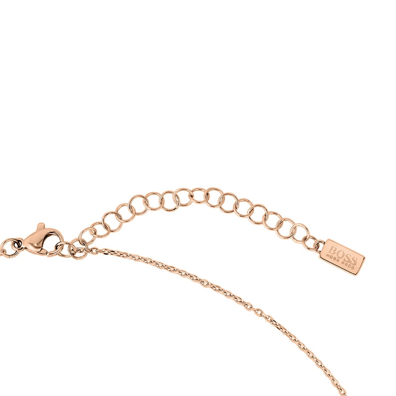 BOSS Signature Crystal Ladies' Rose Gold-Tone Pendant