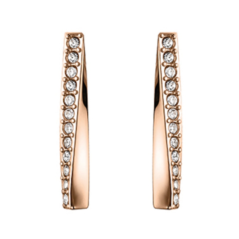 Main Image 1 of BOSS Rose Gold Tone Swarovski Crystal Bar Stud Earrings