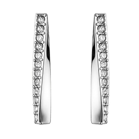 BOSS Stainless Steel Swarovski Crystal Bar Stud Earrings