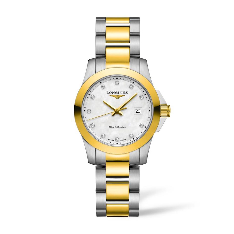 Longines Conquest Ladies' Diamond MOP Dial & Two-Tone Bracelet Watch