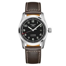 Longines Spirit 40 Men's Black Dial & Brown Leather Strap Watch