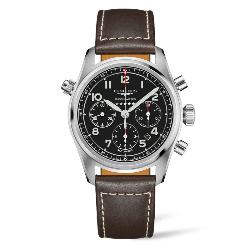 Longines Spirit Chrono Men's Brown Leather Strap Watch