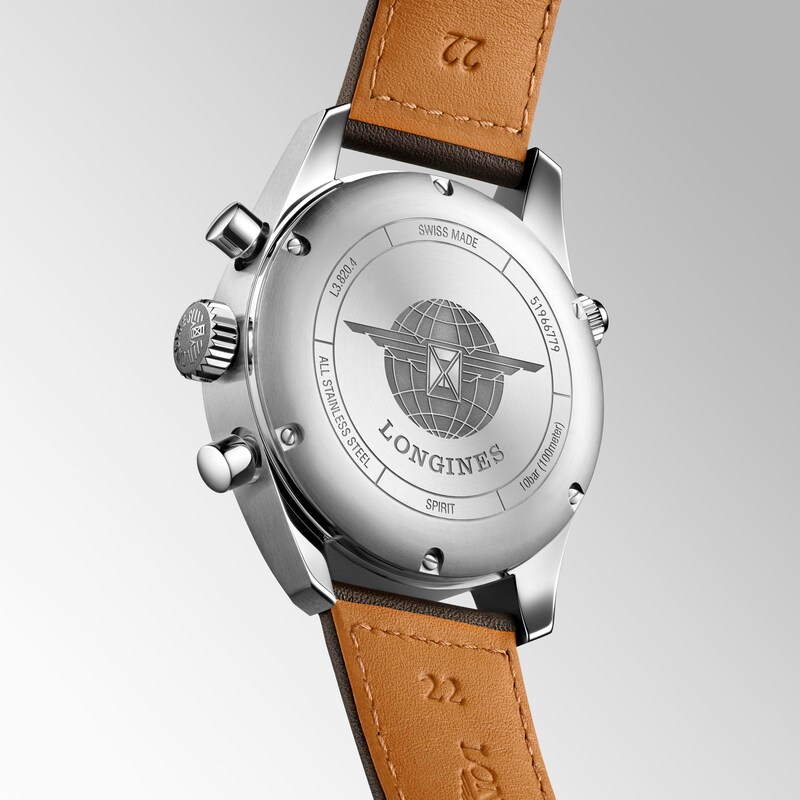Longines Spirit Chrono Men's Brown Leather Strap Watch