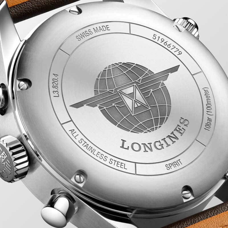 Longines Spirit Chrono Men's Brown Leather Strap Watch