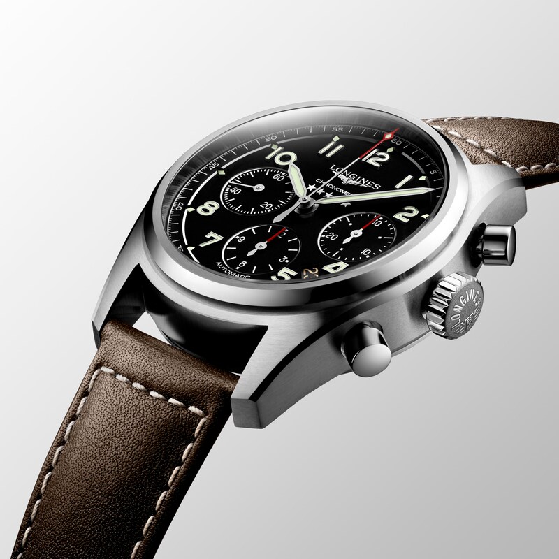 Longines Spirit Chrono Men's Brown Leather Strap Watch