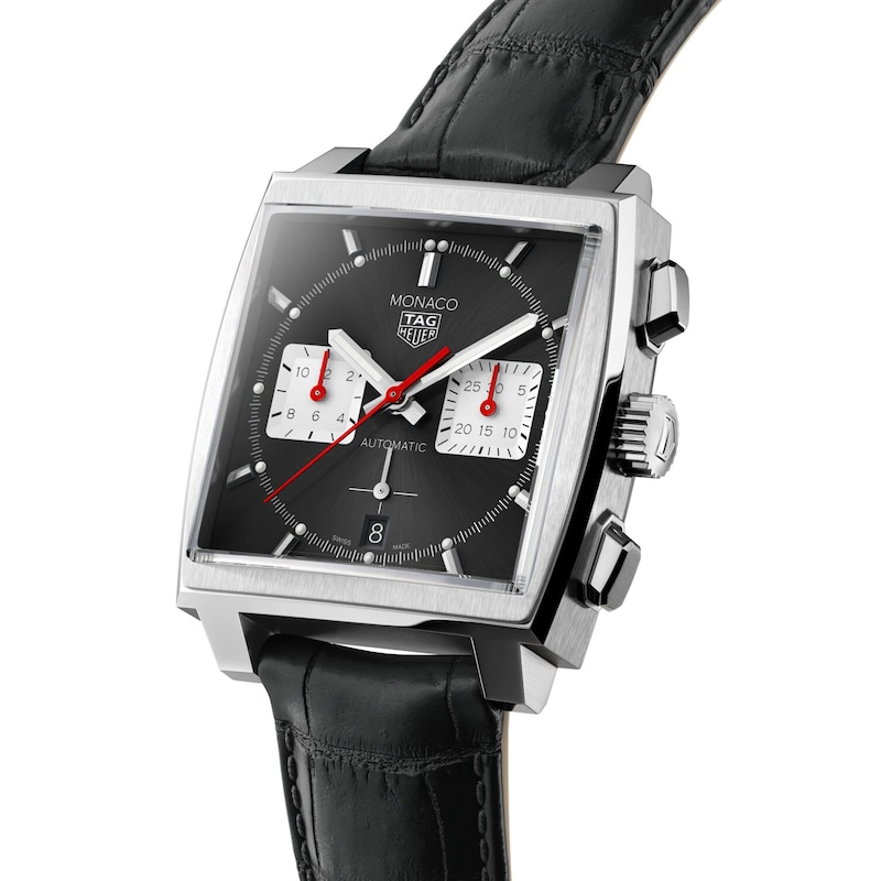 TAG Heuer Monaco Men's Black Leather Strap Watch