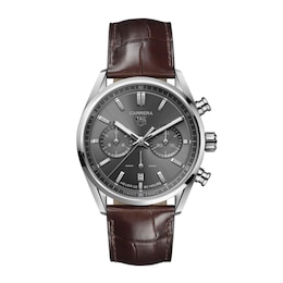 TAG Heuer Carrera Chronograph Black Dial & Brown Leather Strap Watch