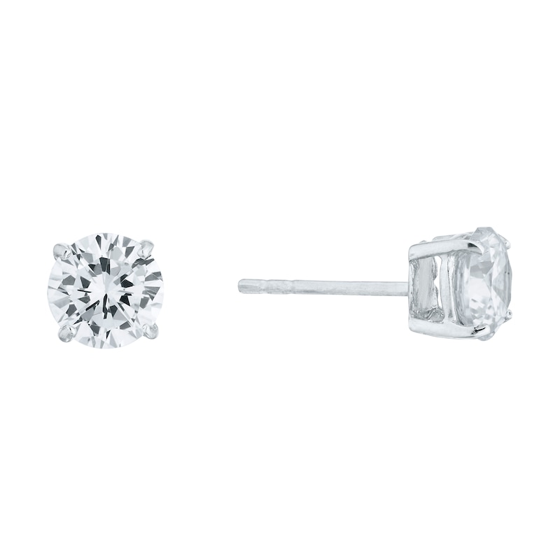 Sterling Silver Cubic Zirconia 6mm Stud Earrings