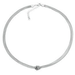 Silver 7 Inch Multi Strand Knot Necklace