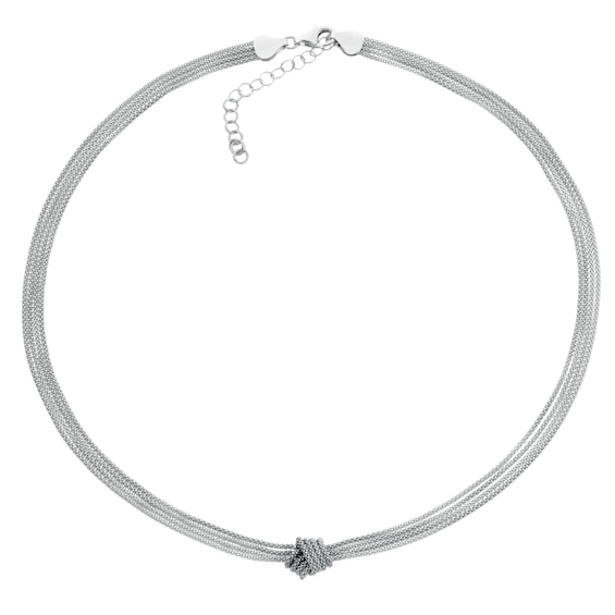 Sterling Silver 18 Multi Strand Knot Necklace