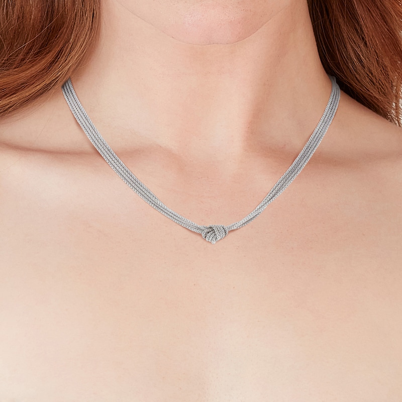 Silver 7 Inch Multi Strand Knot Necklace
