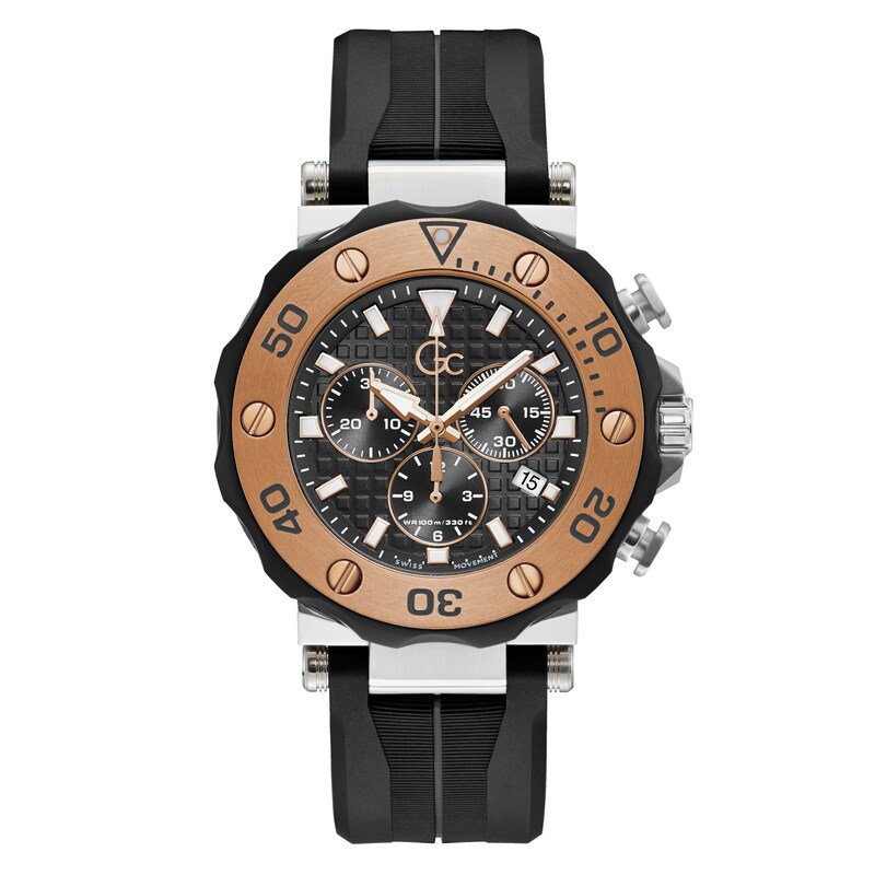 Gc Divercode Men's Chronograph Black Silicone Strap Watch