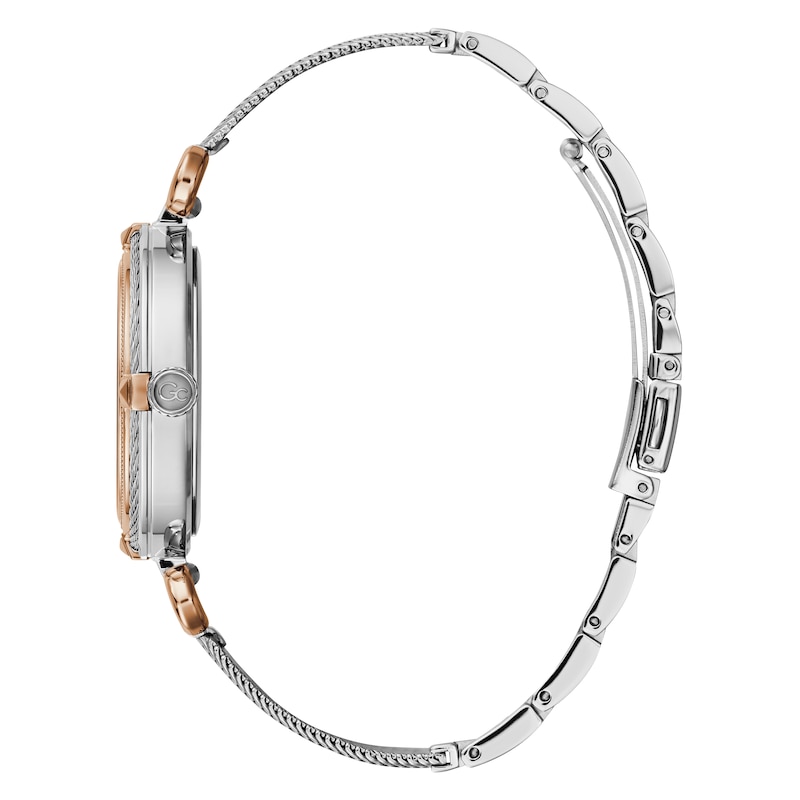 Gc Cablechic Ladies' Mother Of Pearl Half Bracelet Watch