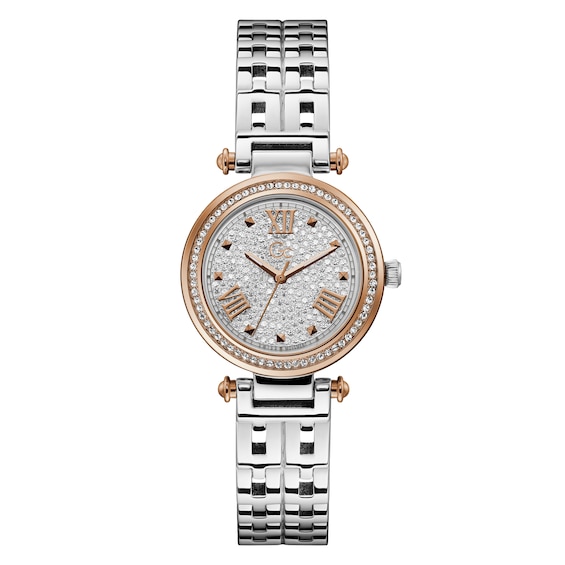 Gc Primechic Ladies’ Crystal Set Two Tone Bracelet Watch