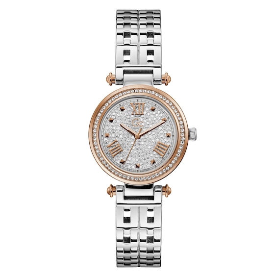 Gc Primechic Ladies Crystal Set Two Tone Bracelet Watch