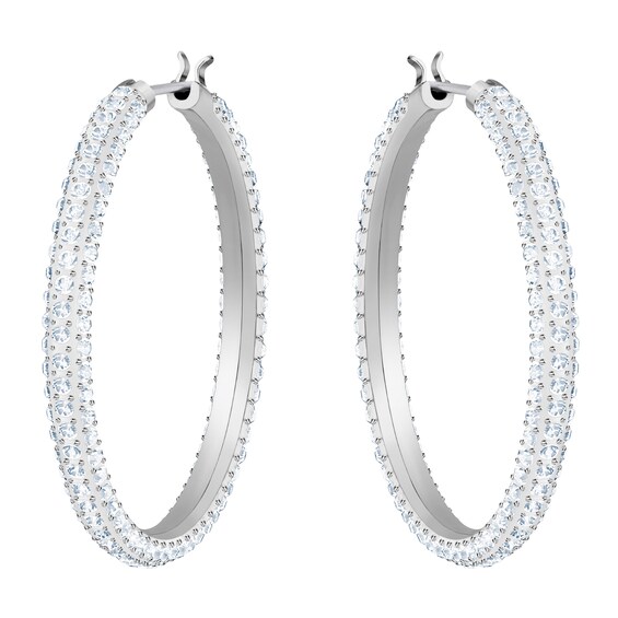 Swarovski Rhodium Plated Crystal Hoop Earrings