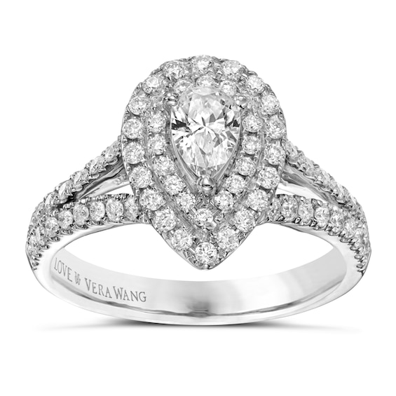 Vera Wang Platinum 0.95ct Total Diamond Double Halo Ring