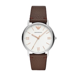 Emporio Armani Men's Brown Leather Strap Watch