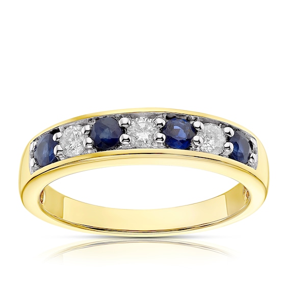 18ct Gold Sapphire and 0.20ct Diamond Half-Eternity Ring
