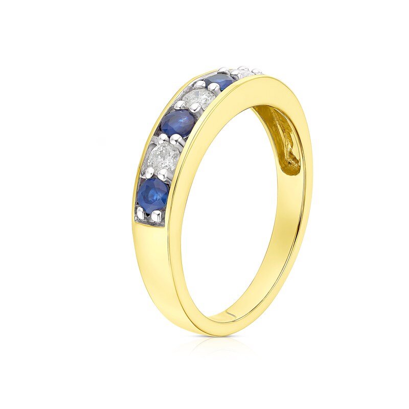 18ct Gold Sapphire & 0.20ct Diamond Half-Eternity Ring