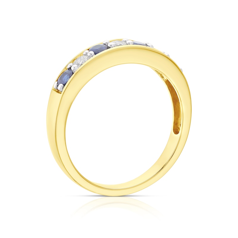 18ct Gold Sapphire & 0.20ct Diamond Half-Eternity Ring