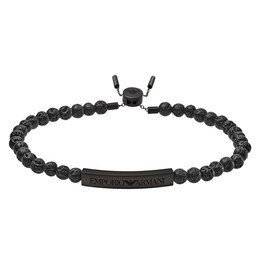 Emporio Armani Men's Raw Black Bead Bracelet