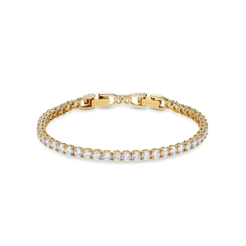 Swarovski Yellow Gold Plated 7 Inch Crystal Tennis Deluxe Bracelet