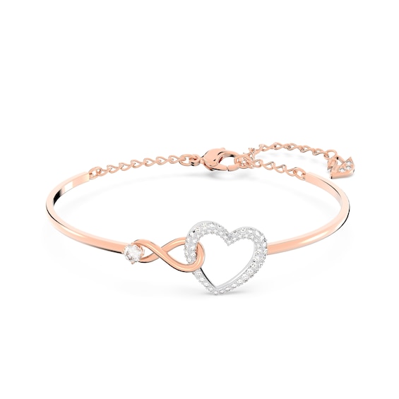 Swarovski Two Tone 7 Crystal Infinity Heart Bracelet