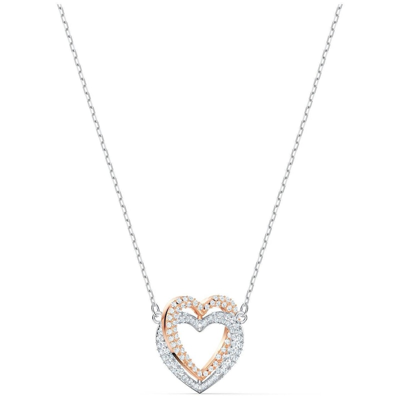 Swarovski Two-Tone Crystal Infinity Double Heart Necklace