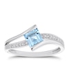 Thumbnail Image 0 of 9ct White Gold Blue Topaz & Diamond Square Twist Ring