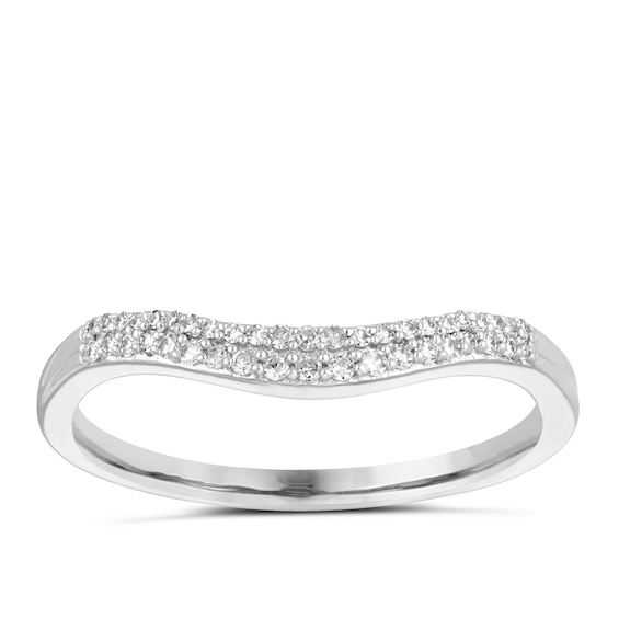 9ct White Gold 0.10ct Double Row Diamond Wedding Ring