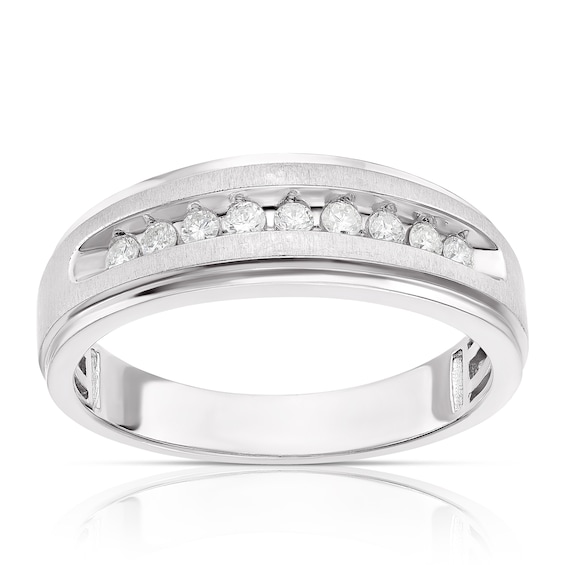 Mens 9ct White Gold 0.25ct 7mm Diamond Ring