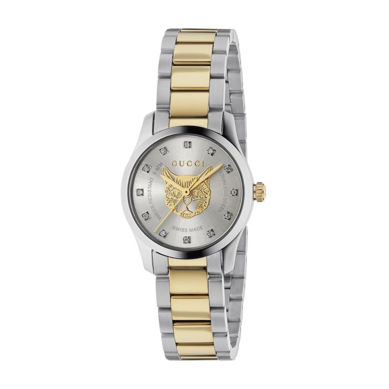 Gucci G-Timeless  Cat Dial & Two-Tone Bracelet Watch