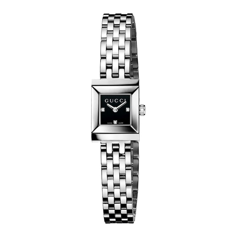 Gucci G-Frame Diamond Black Stainless Steel Bracelet Watch