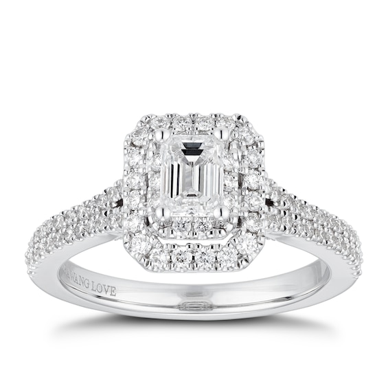 Vera Wang 18ct White Gold 0.95ct Total Diamond Halo Ring