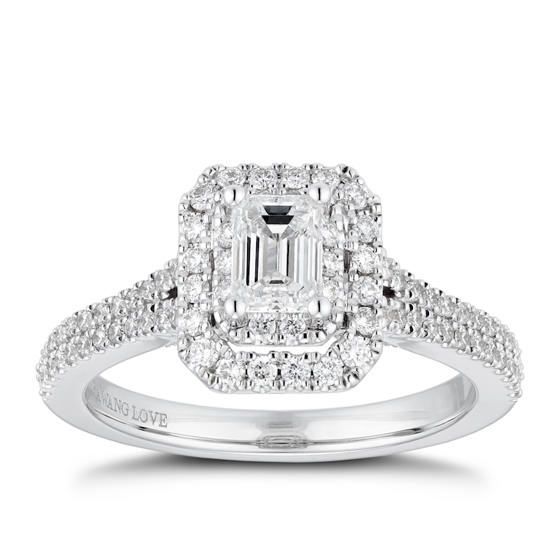 Vera Wang 18ct White Gold 0.95ct Total Diamond Halo Ring