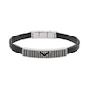 Thumbnail Image 1 of Emporio Armani Black Leather & Stainless Steel Bracelet