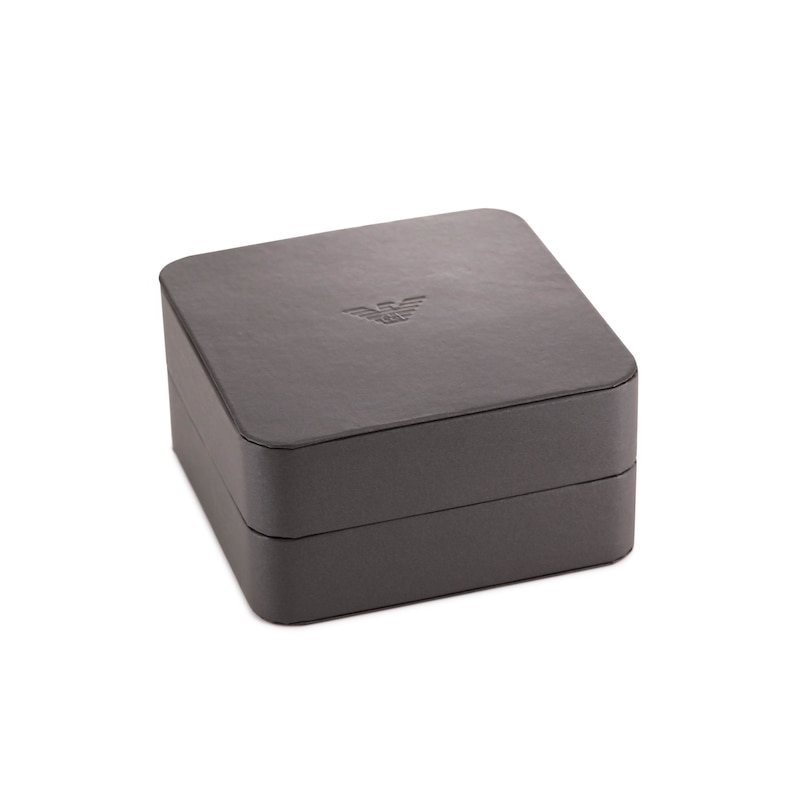 Main Image 3 of Emporio Armani Black Leather & Stainless Steel Bracelet