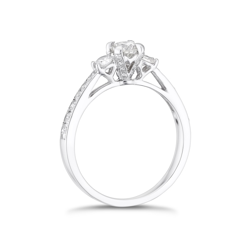 Platinum 0.75ct Total Diamond 3 Stone Ring