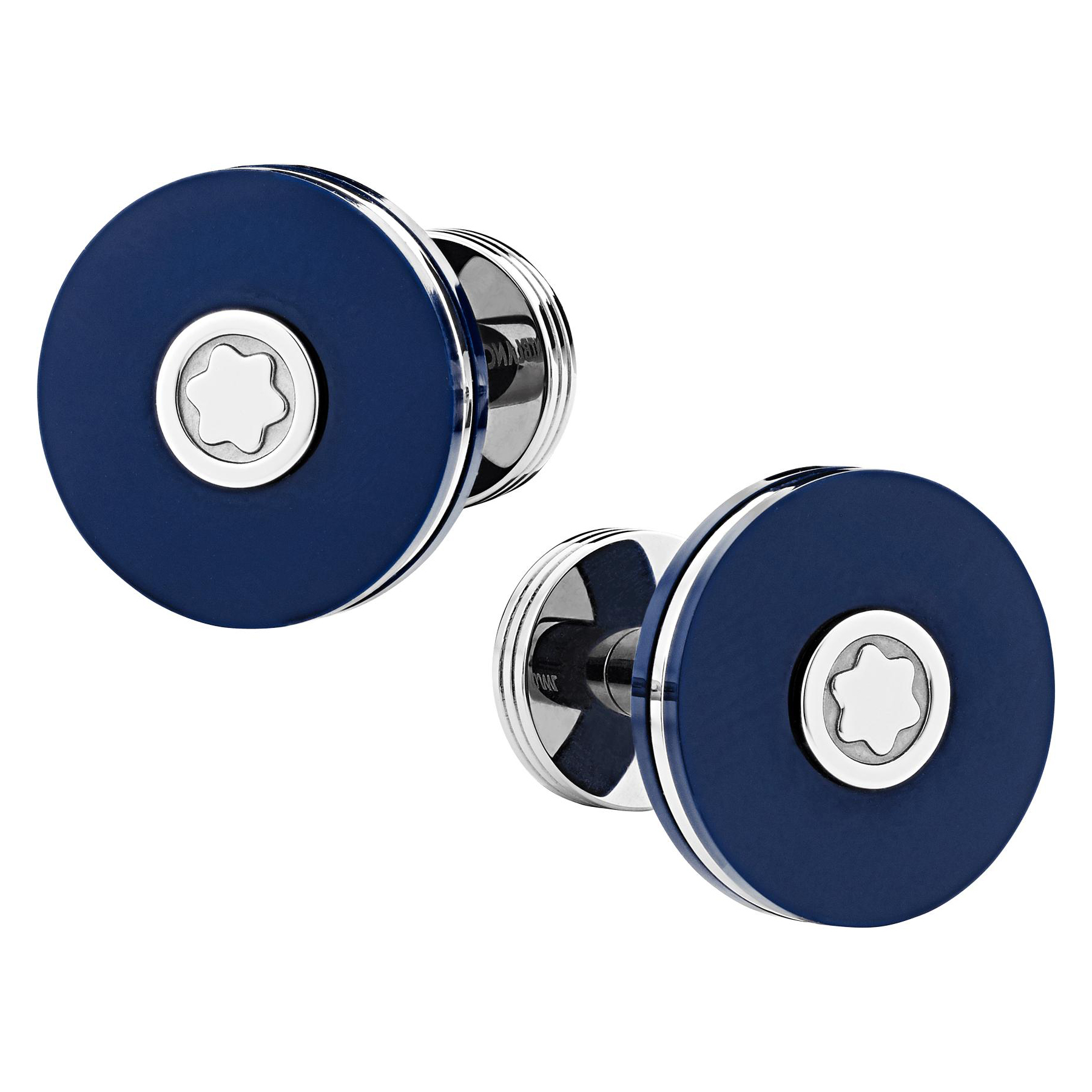 Montblanc PIX Round Blue Resin & Stainless Steel Cufflinks