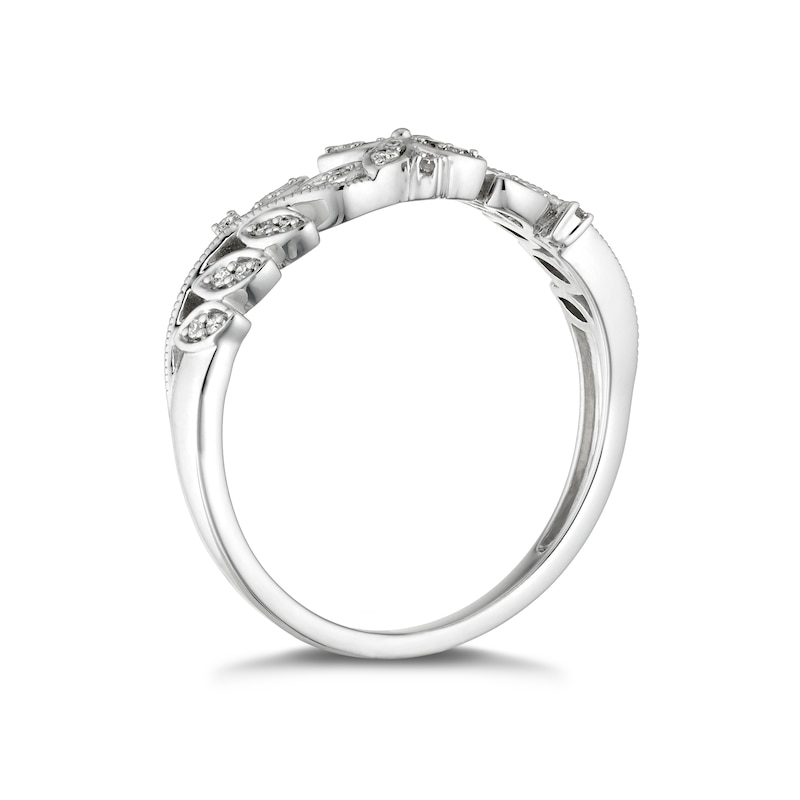 Main Image 2 of 9ct White Gold 0.10ct Diamond Fancy Ring