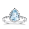 Thumbnail Image 0 of 9ct White Gold Aquamarine & 0.10ct Diamond Pear Ring