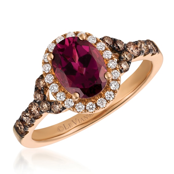 Le Vian 14ct Rose Gold Rhodolite & 0.37ct Diamond Ring