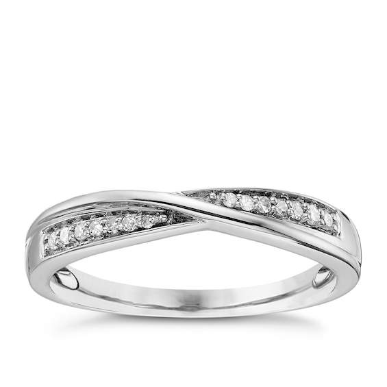 Platinum Diamond Crossover Ring